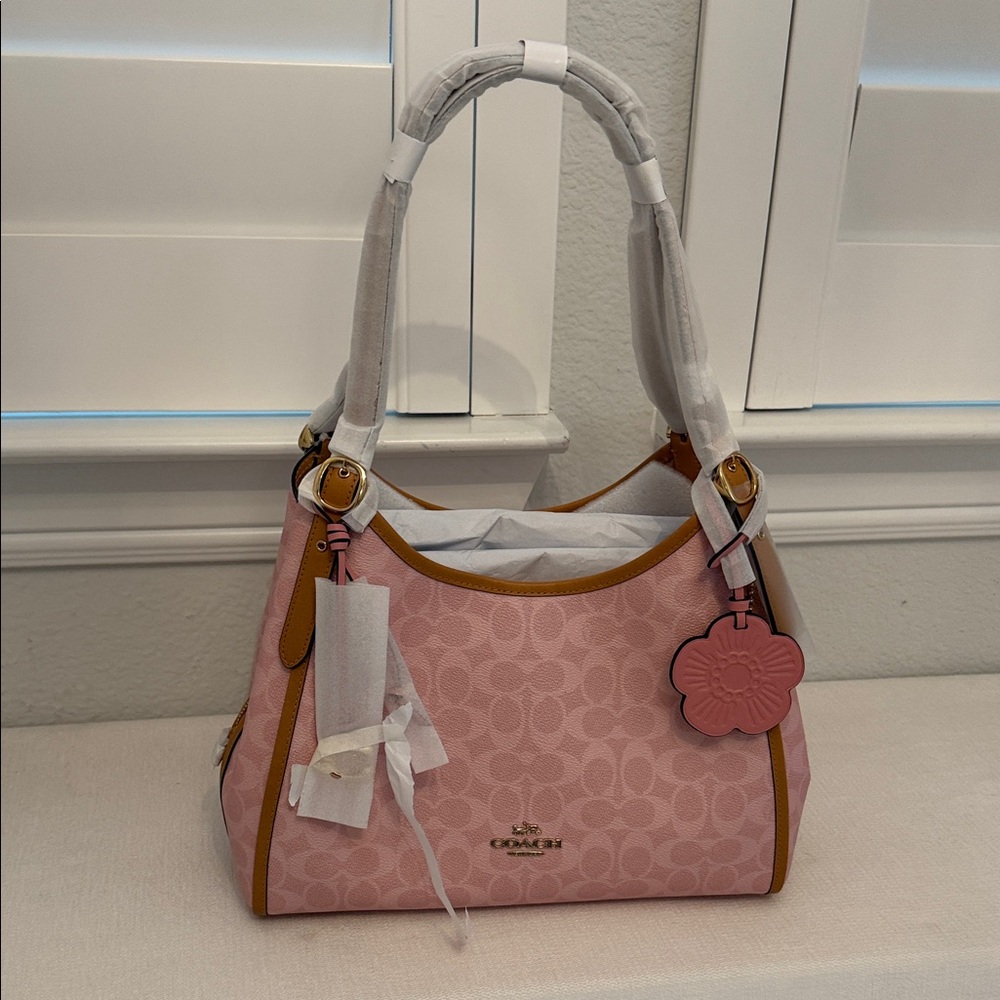 NWT Coach CEL13 Erin Shoulder Bag In Signature Canvas With Charms Powder Pink - Picture 3 of 11
